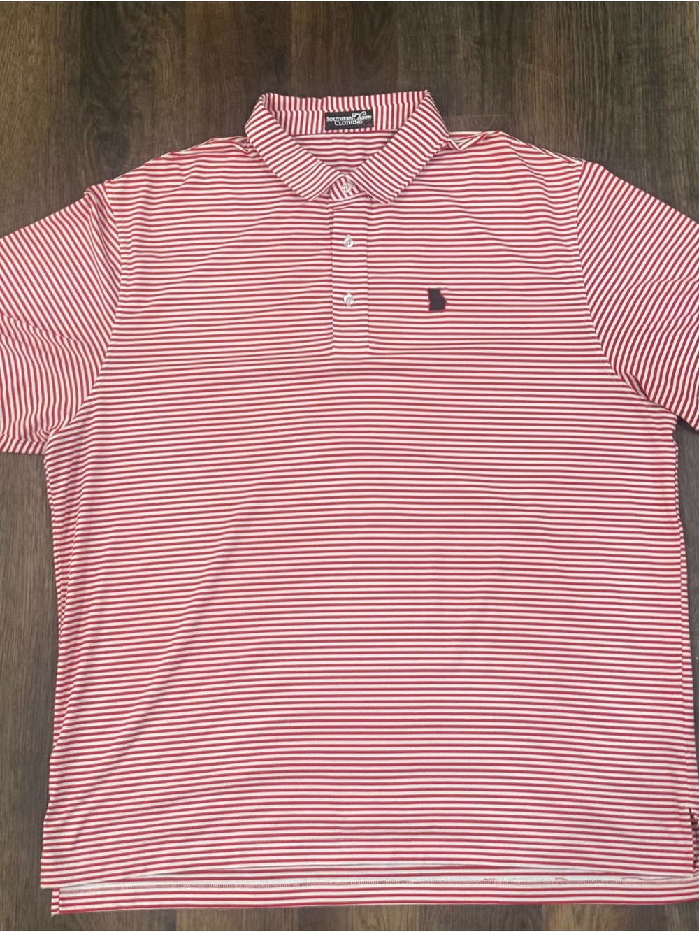 Striped Georgia Red & White Performance Polo